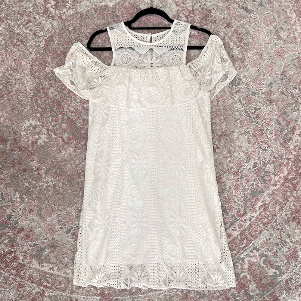 White Lace Cold-Shoulder Dress